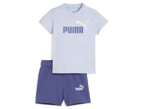 Blåviolet børnesæt med t-shirt og shorts med logo print fra Puma 686285 47 cool weather